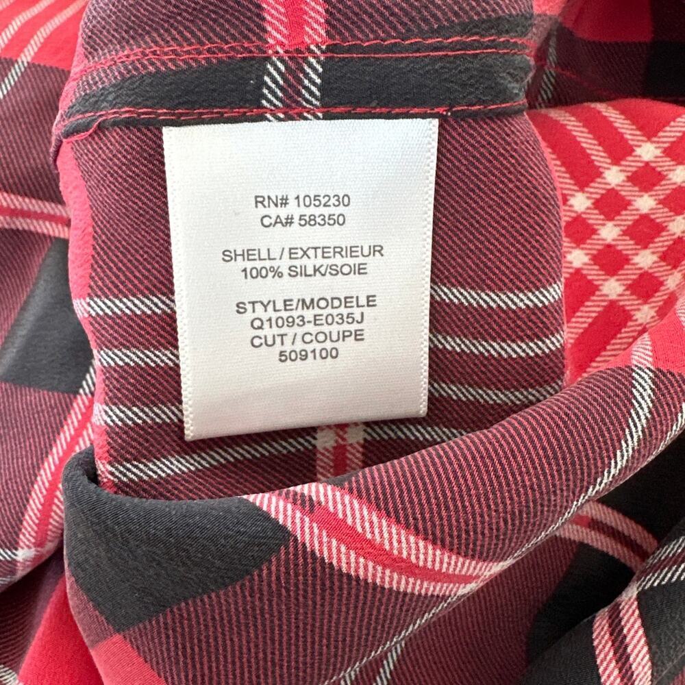 Equipment Femme 100% Silk Signature Silk Shirt Red and Black Plaid, Size S, EUC - Picture 2 of 6